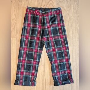 Janie and Jack Red and Navy Plaid Wool Chinos
